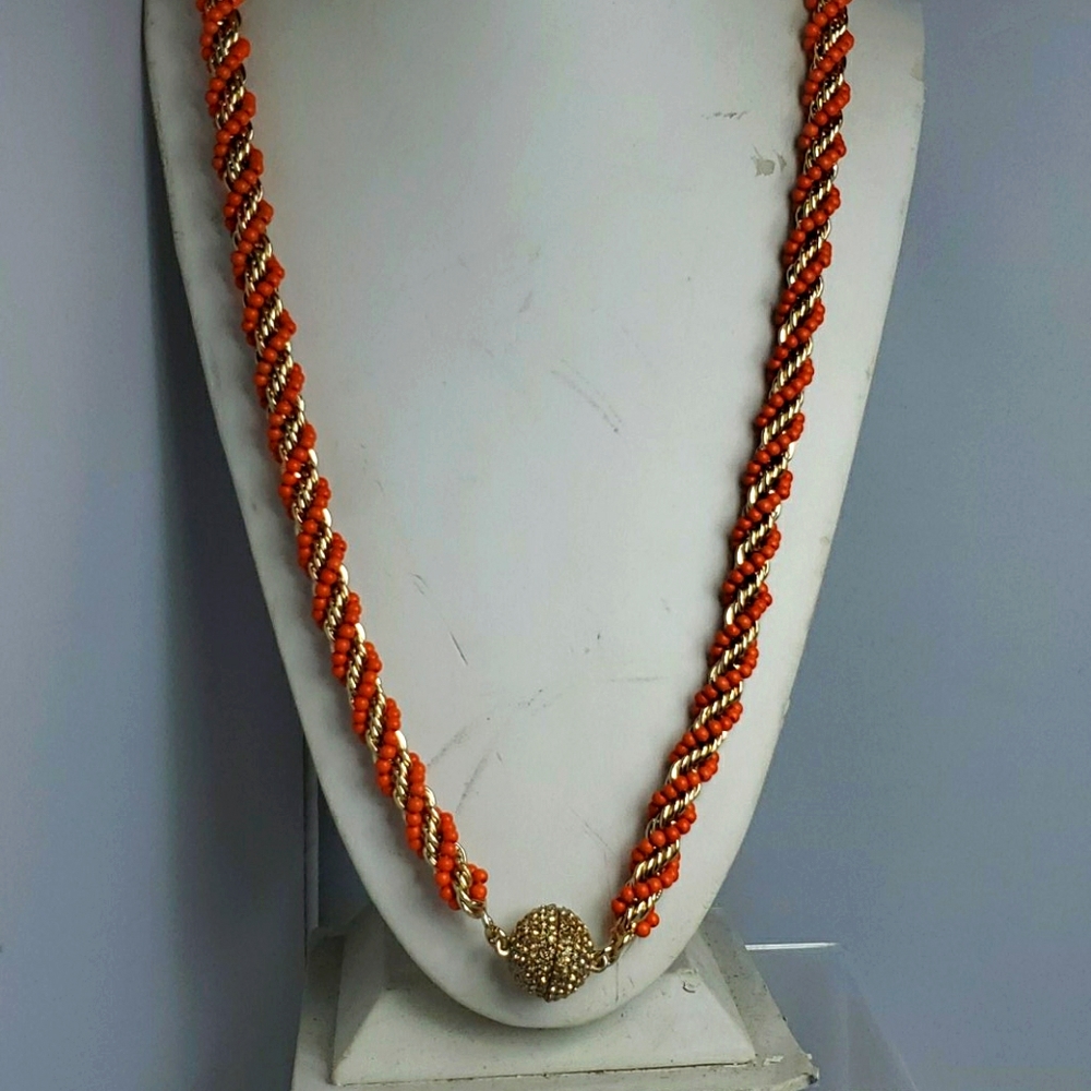 Banana republic orange/gold braided necklace